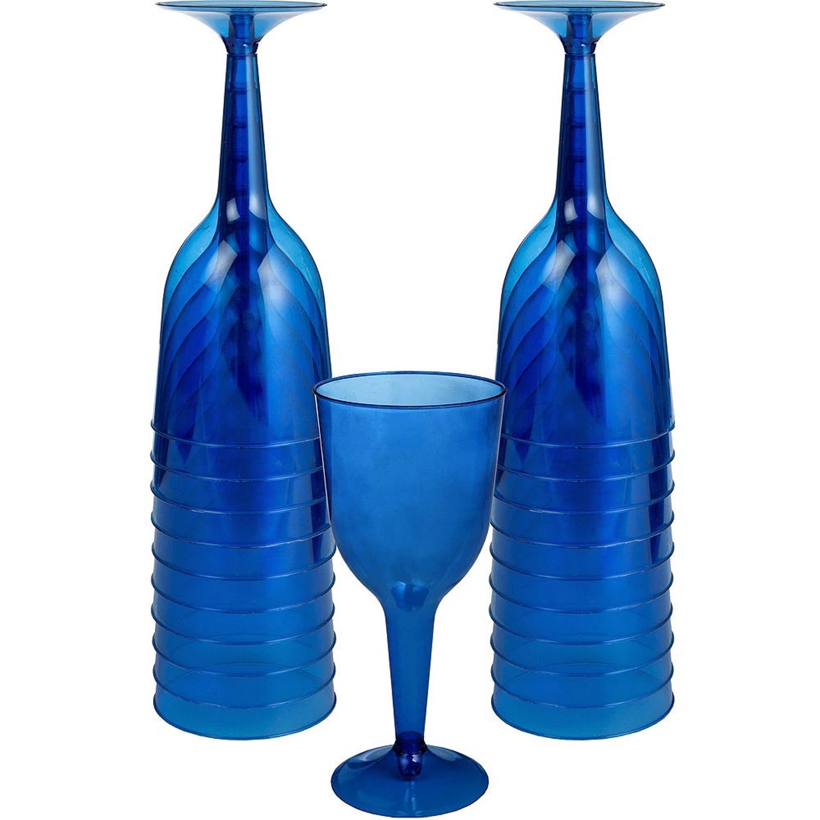 Royal Blue Plastic Wine Glasses (Pack of 20)
