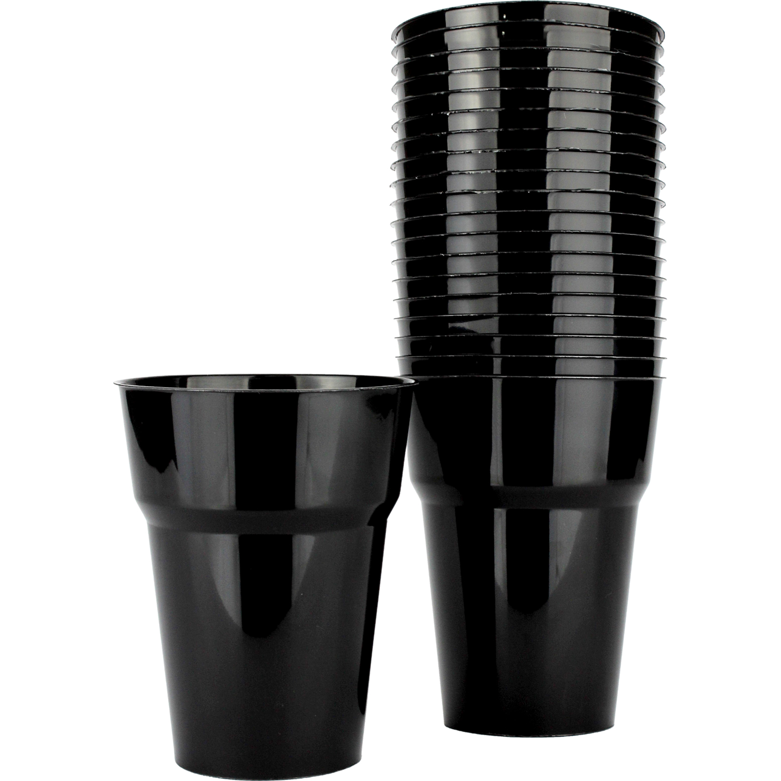 Black Plastic Reusable Cups 285ml (Pack of 20)