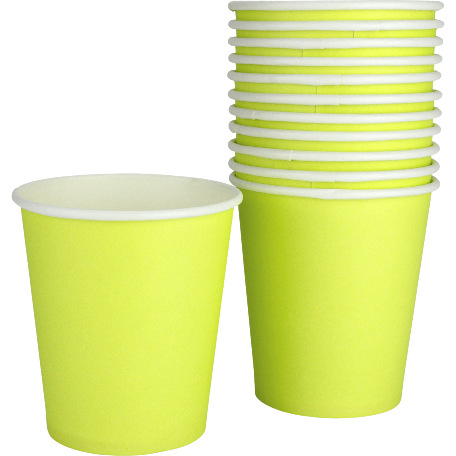 Neon Yellow Paper Cups (Pack of 12)