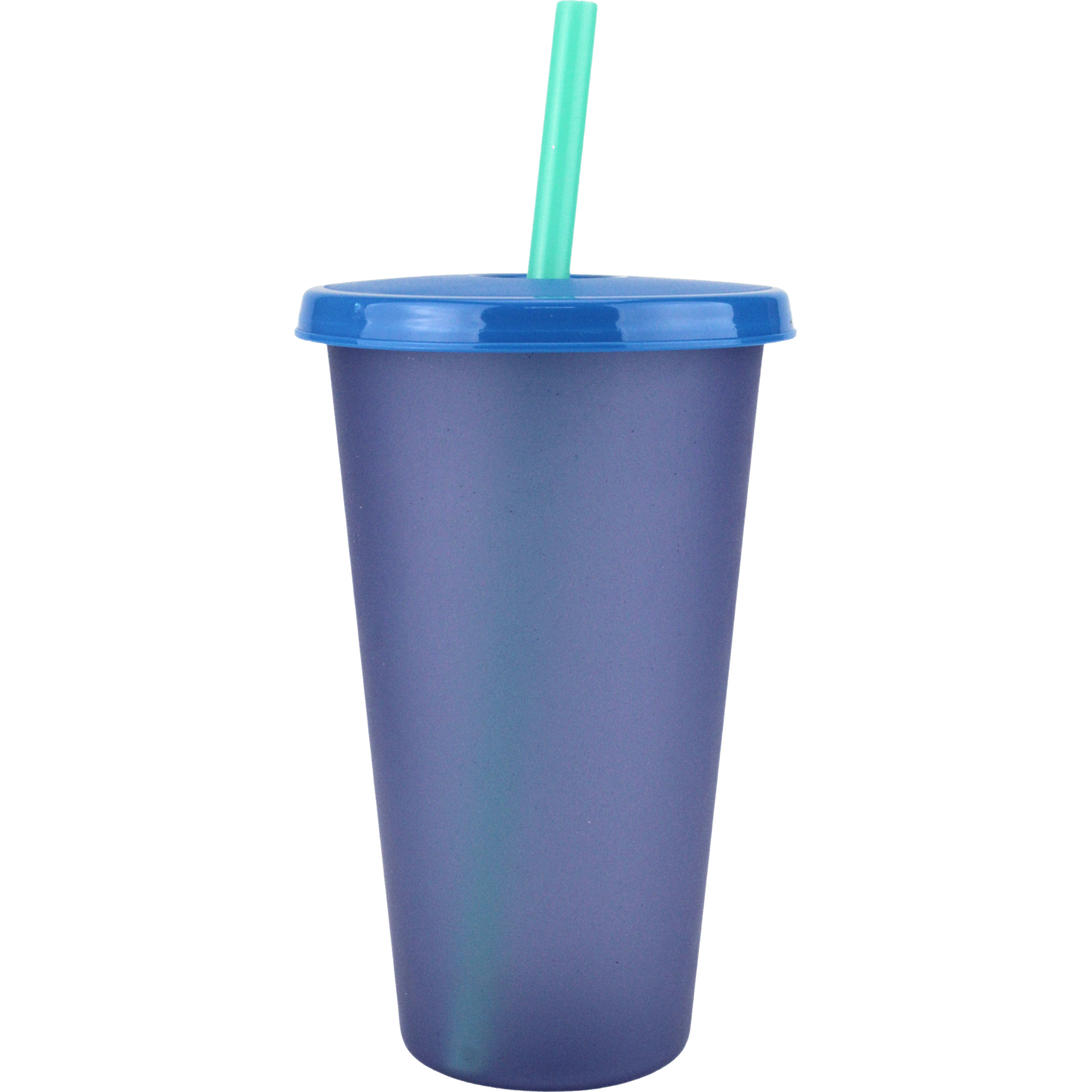 750ml Blue Reusable Plastic Tumbler Cup with Straw
