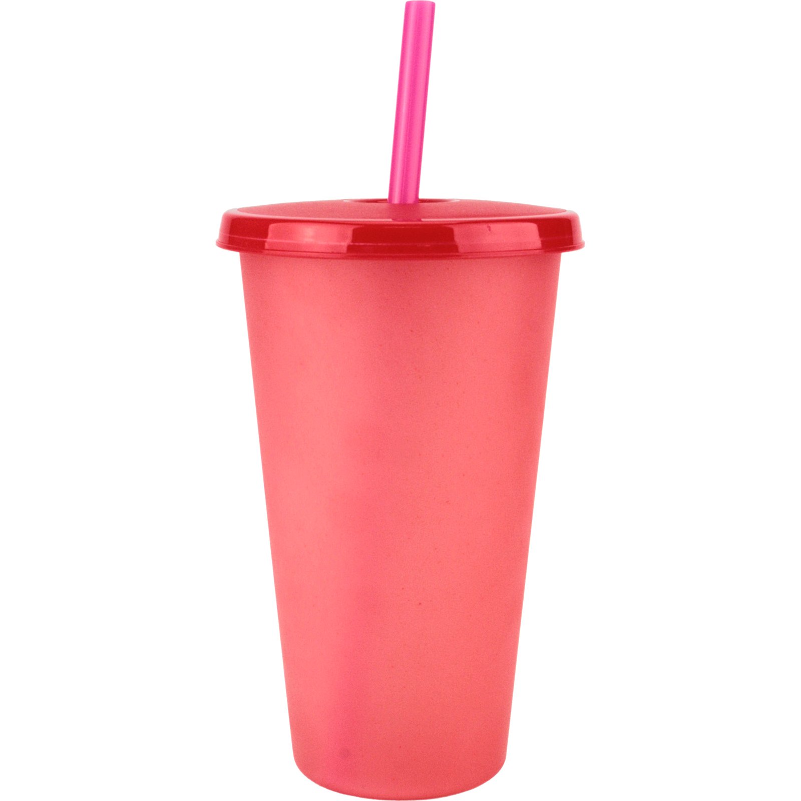 750ml Red Reusable Plastic Tumbler Cup with Straw