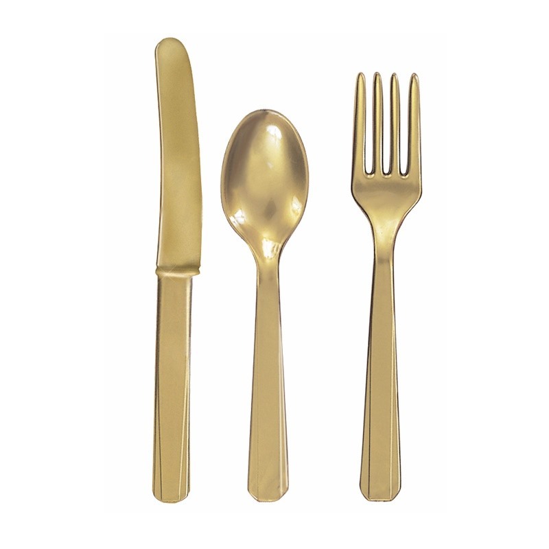 Gold Plastic Cutlery (Pack of 24)