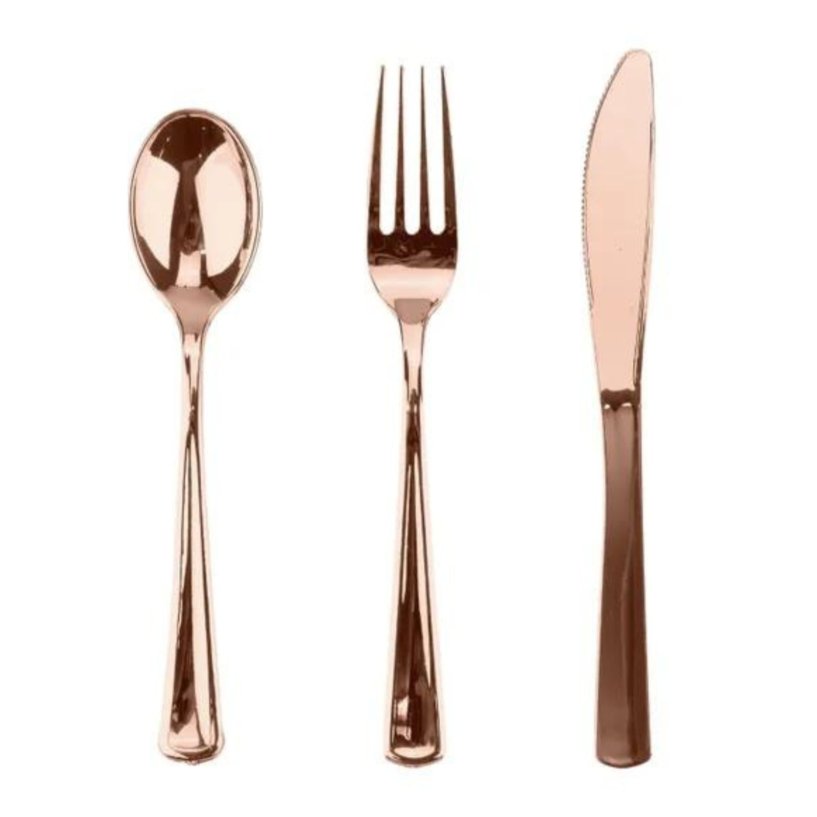 Rose Gold Reusable Plastic Cutlery (Pack of 18)