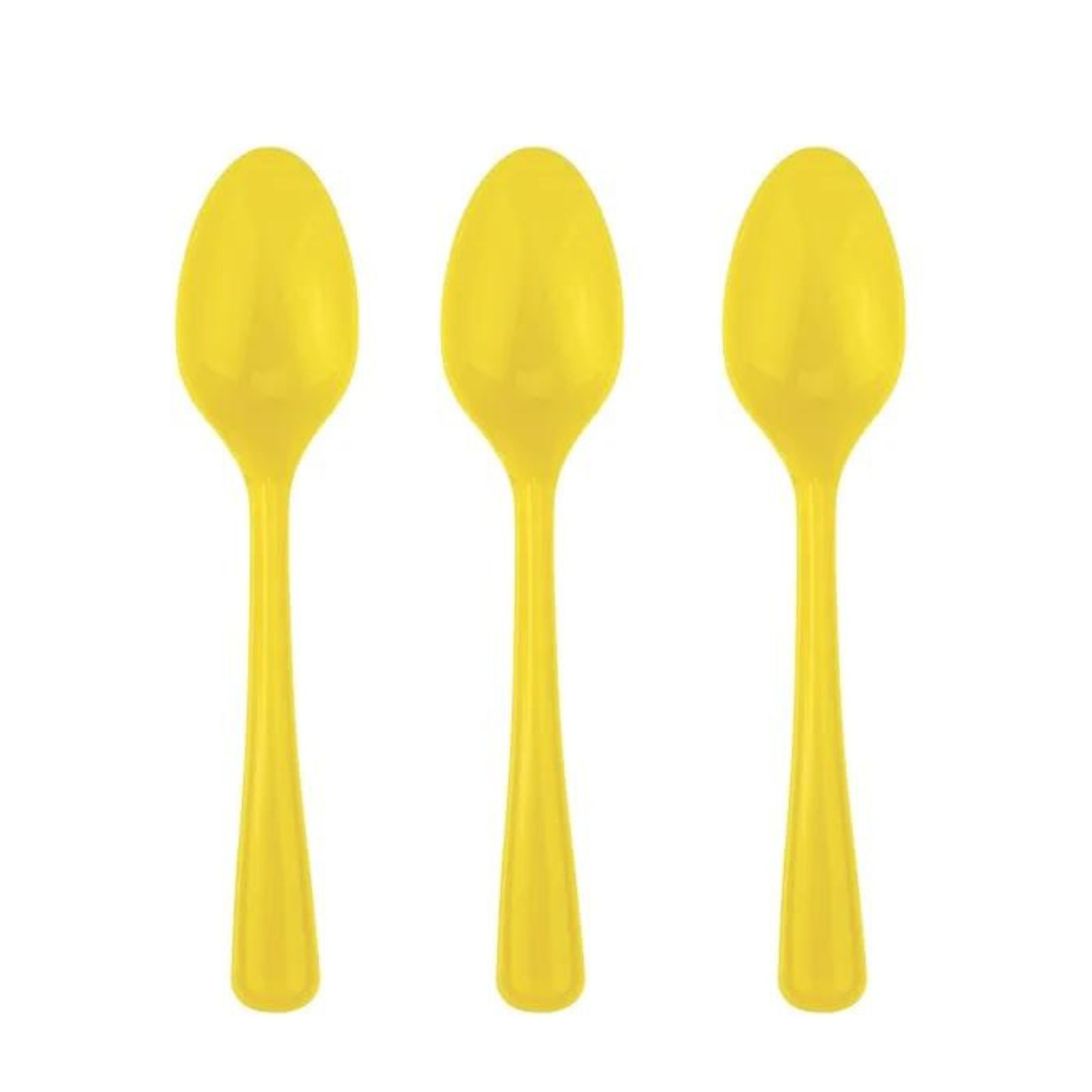 Yellow Reusable Plastic Spoons (Pack of 20) 