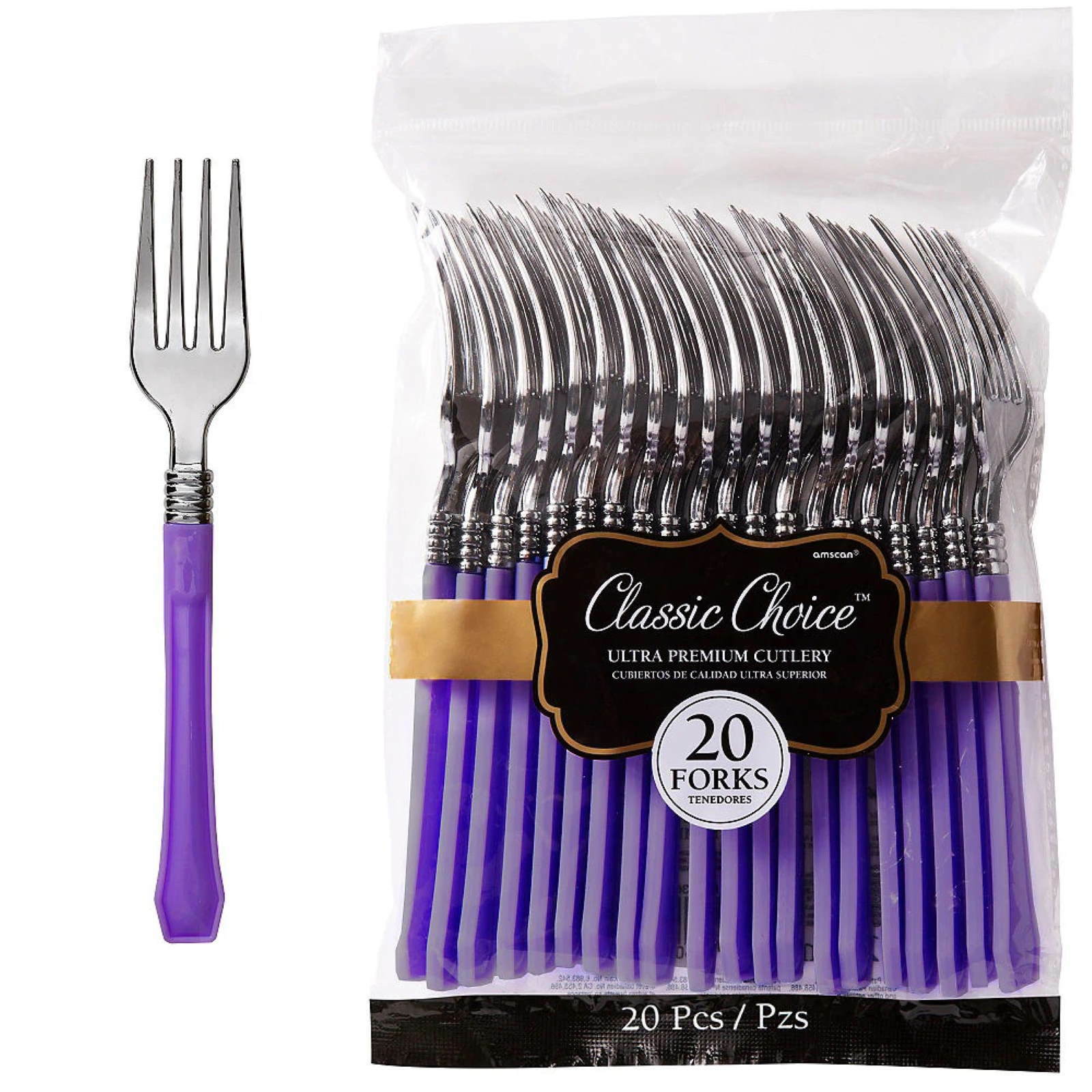 Purple Premium Plastic Forks (Pack of 20)