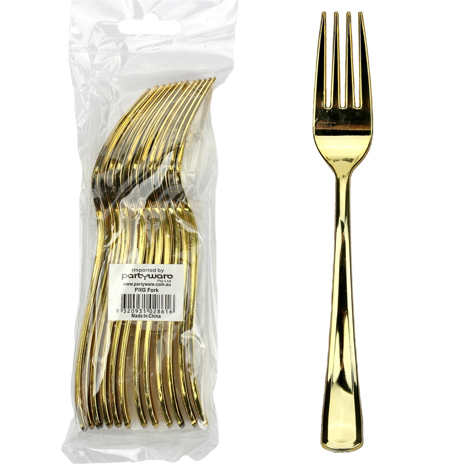 Gold Reusable Plastic Forks (Pack of 12)