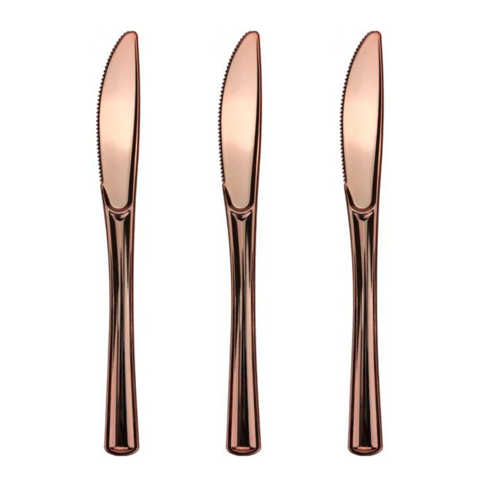 Rose Gold Reusable Plastic Knives (Pack Of 12) 