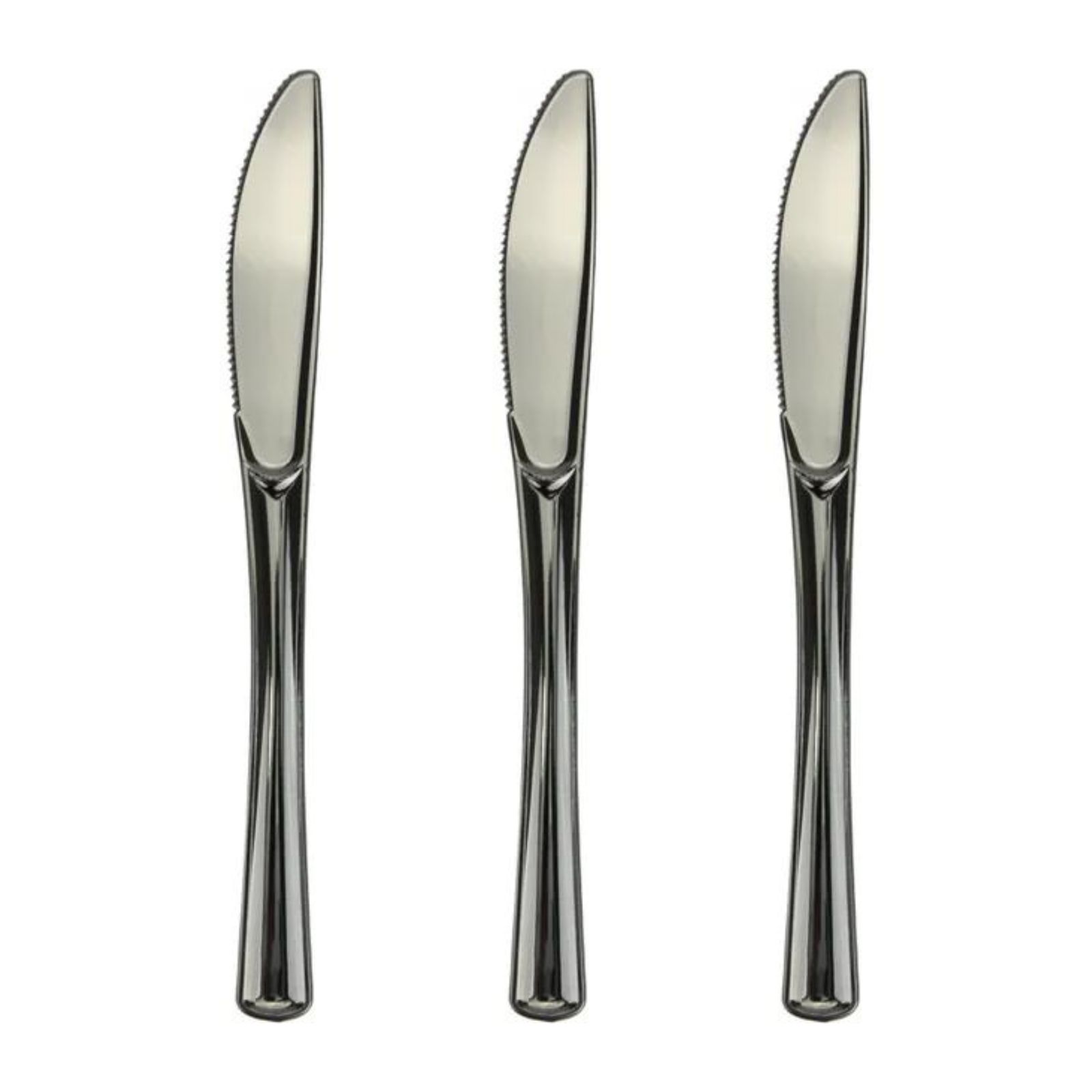 Stainless Steel Look Reusable Plastic Knives (Pack Of 12) 