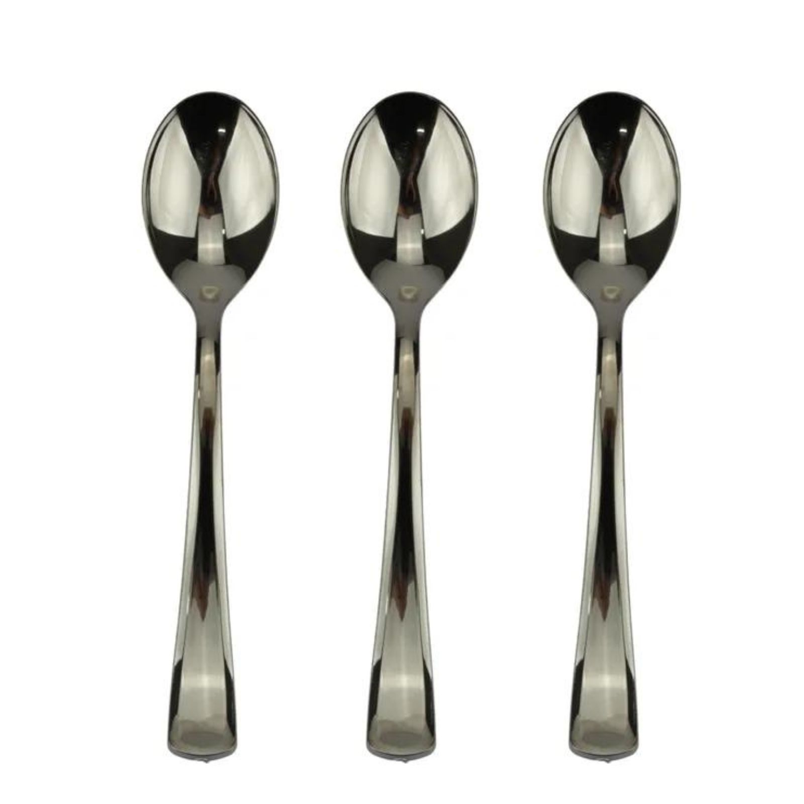 Stainless Steel Look Reusable Plastic Spoons (Pack of 12)