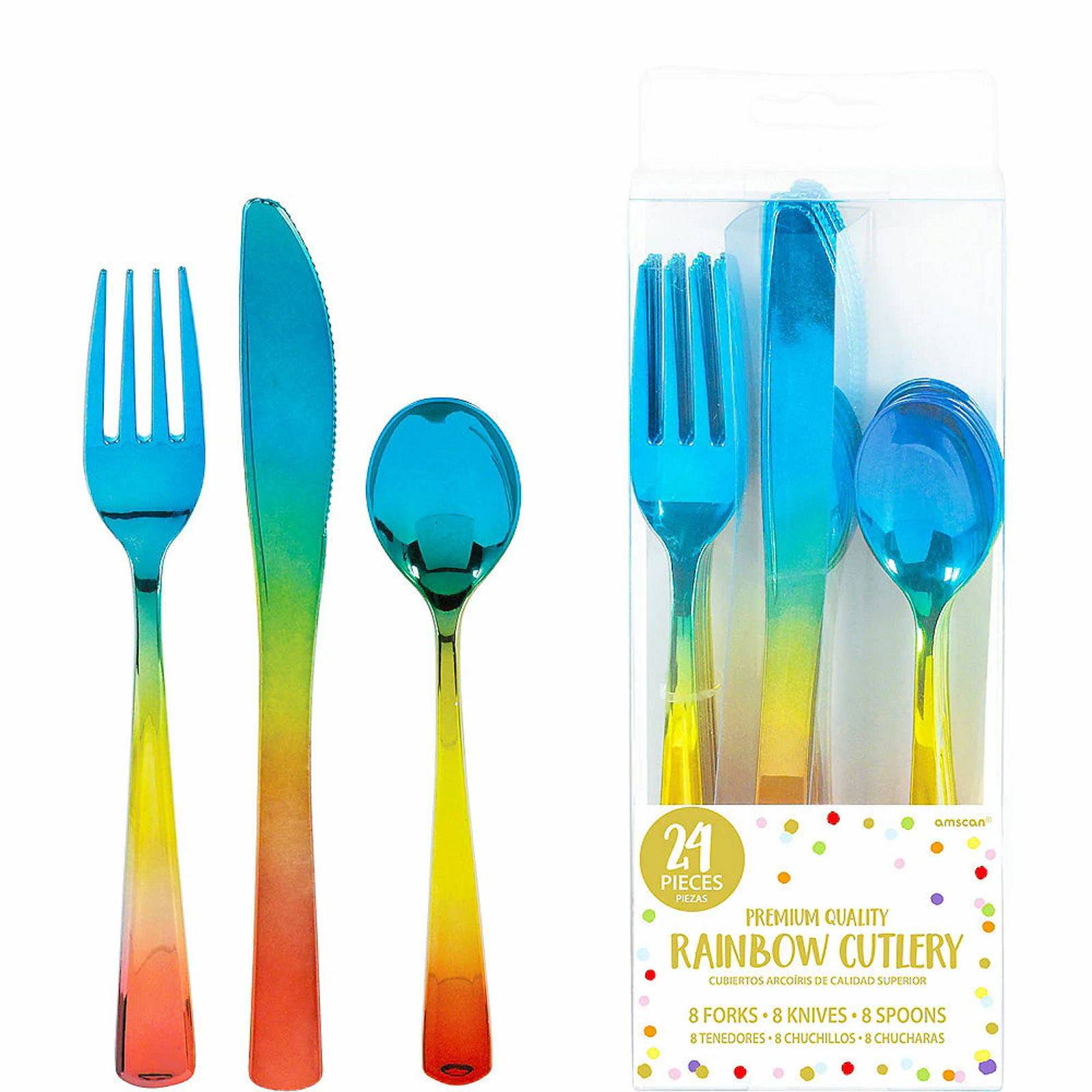 Rainbow Premium Plastic Cutlery (Pack of 24)