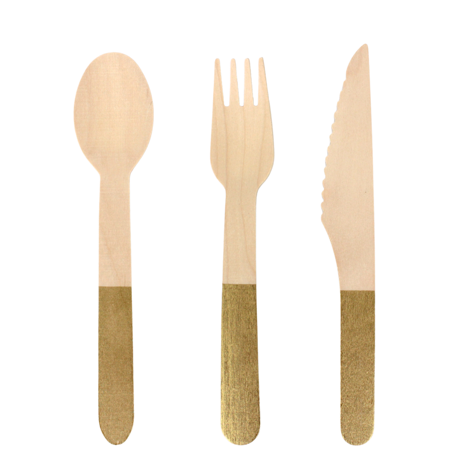 Wooden Dipped Cutlery Set Gold (30 Piece)