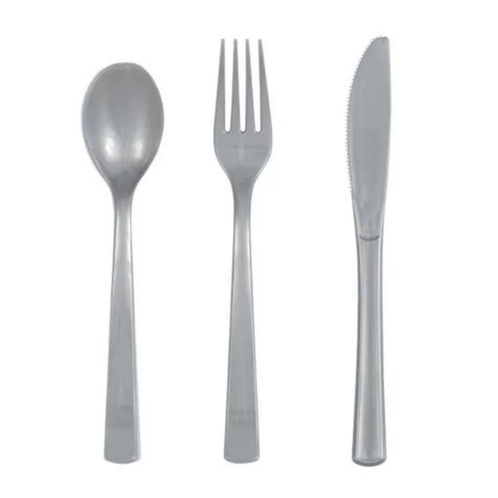 Silver Reusable Plastic Cutlery (Pack of 18) 