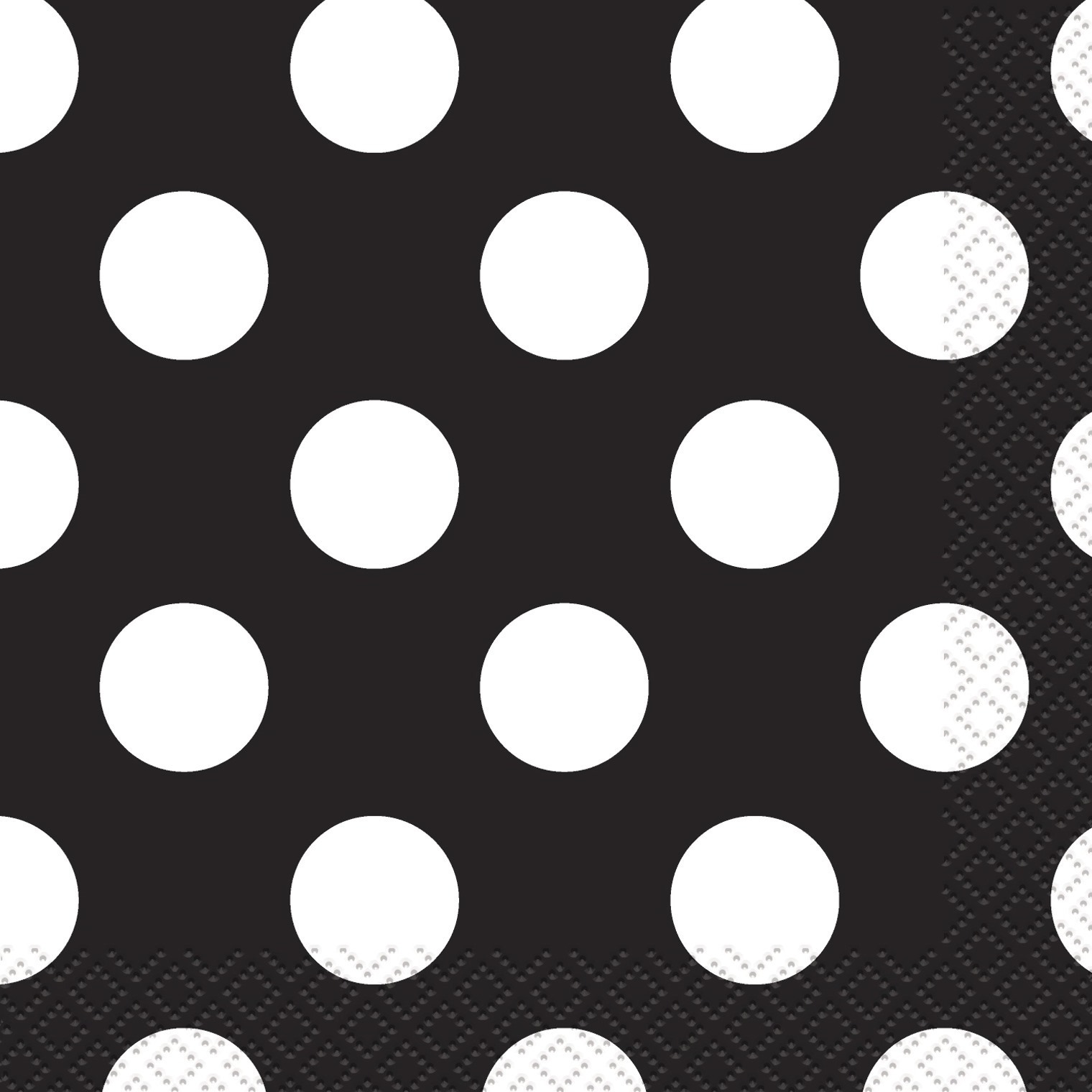 Black Polkadot Large Napkins (Pack of 16)