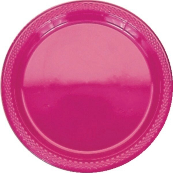 Magenta Large Plastic Plates (Pack of 20)