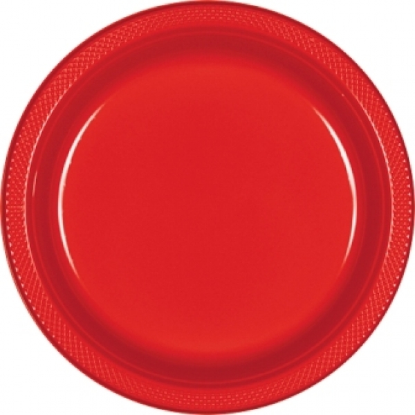 Red Large Plastic Plates (Pack of 20)