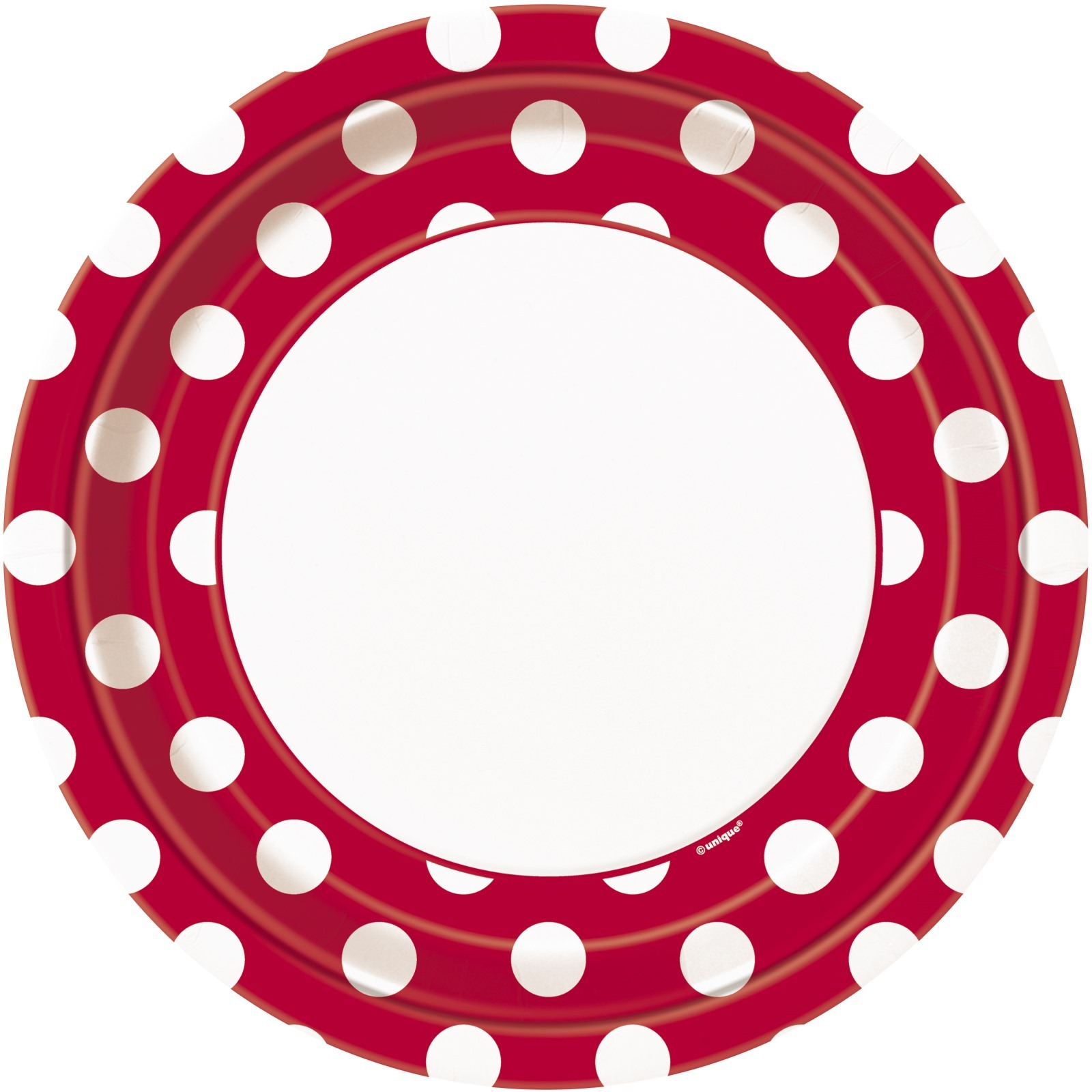 Red Polkadot Large Plates (Pack of 8)