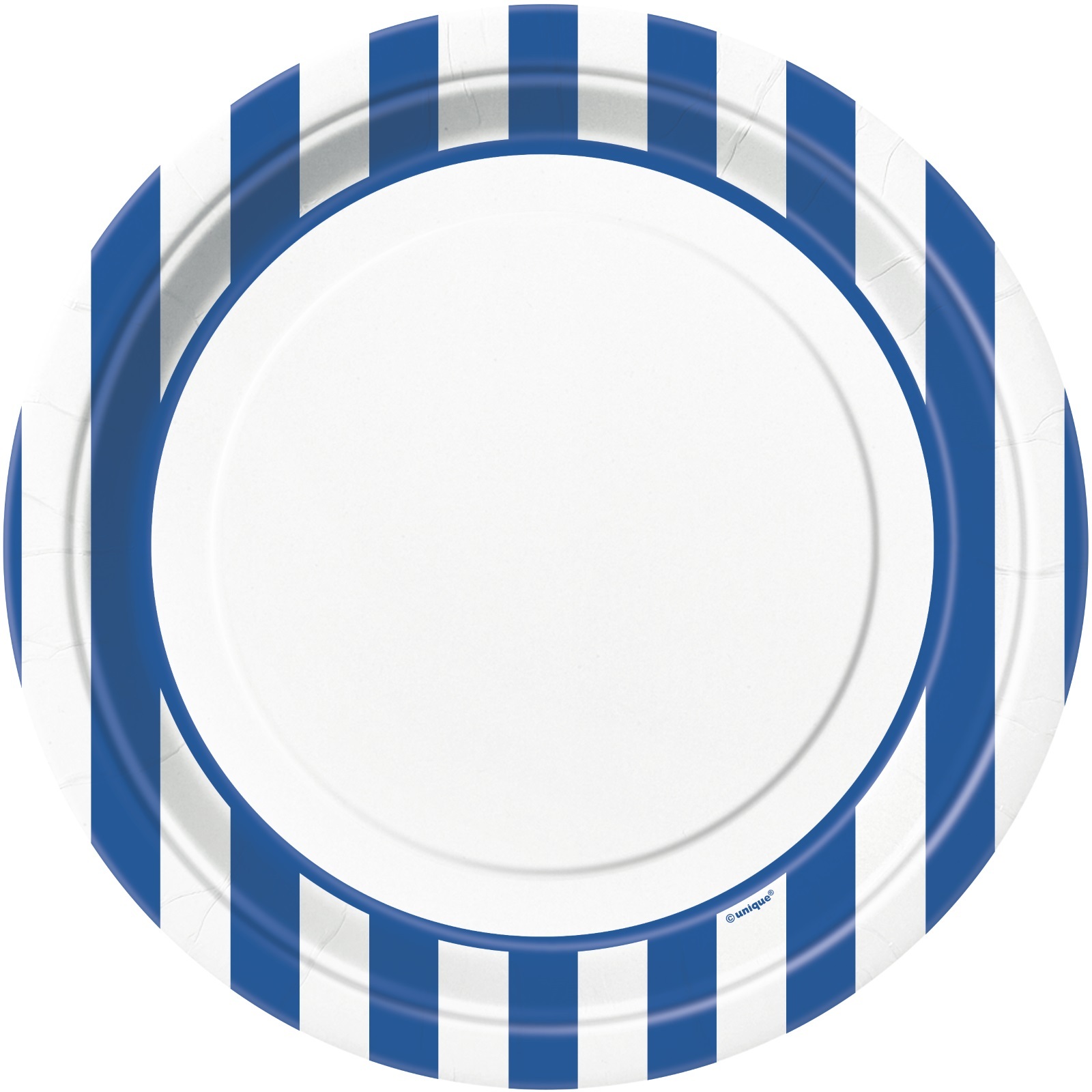 Blue and White Striped Large Paper Plates (Pack of 8)