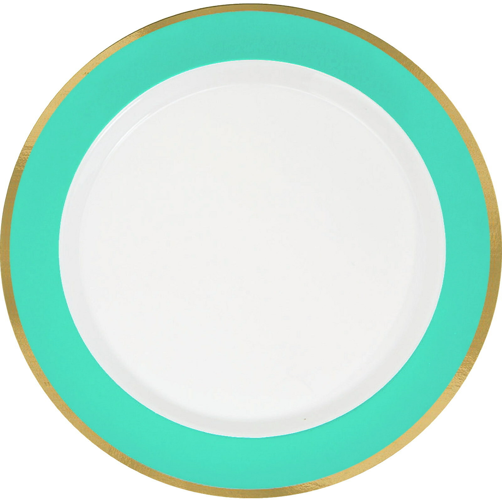 Mint Green Metallic Border Premium Large Plastic Plates (Pack of 10)