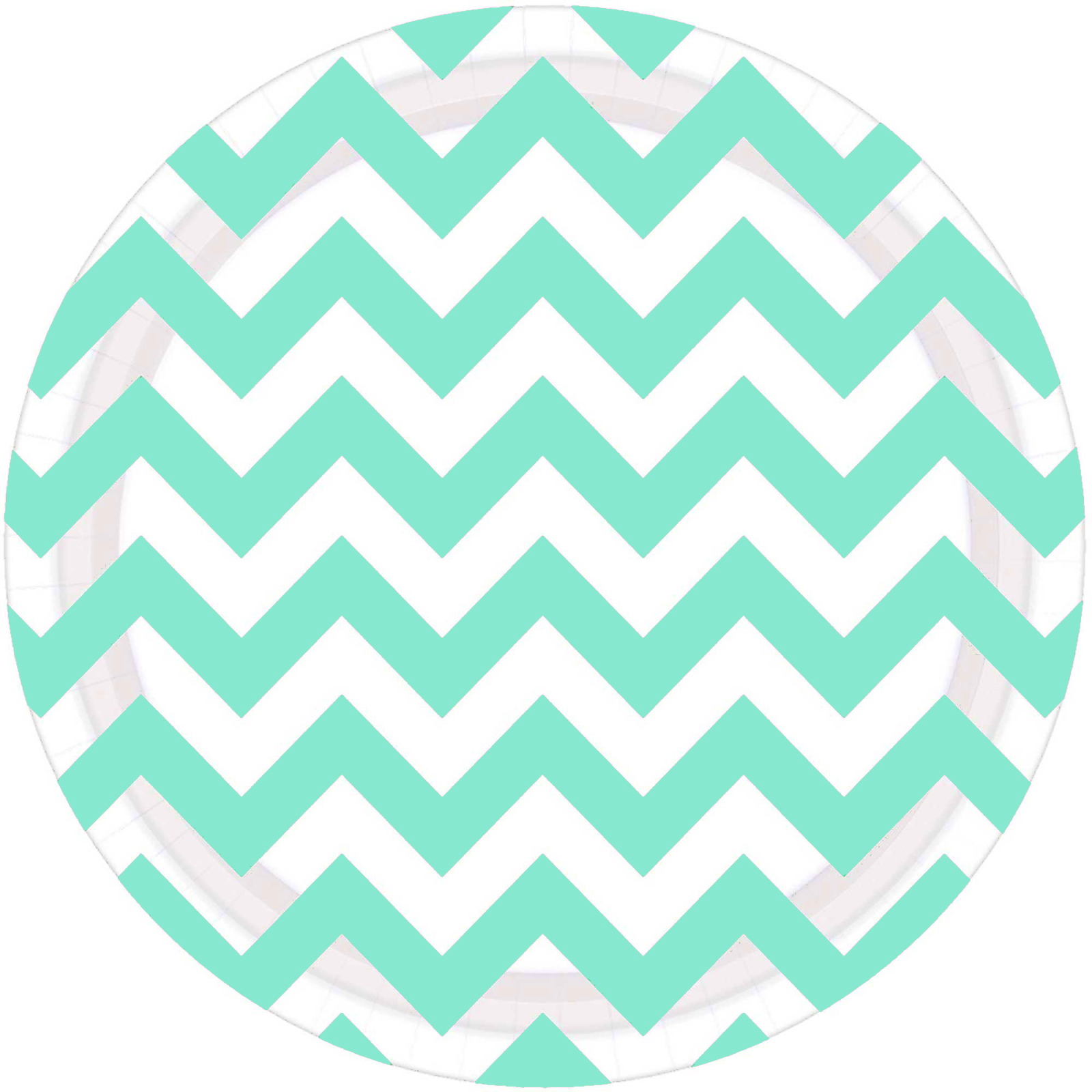 Pastel Turquoise Chevron Round Paper Plates 23cm (Pack of 8)
