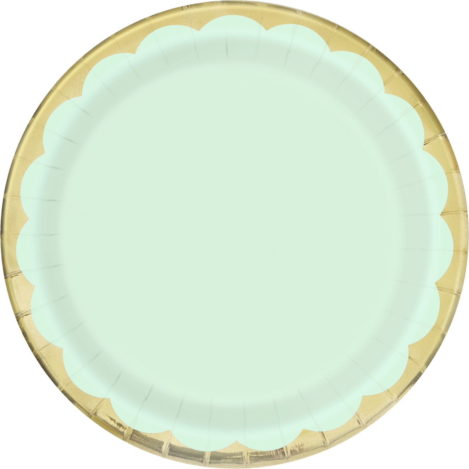 Pastel Mint Green and Gold Large Paper Plates (Pack of 8)
