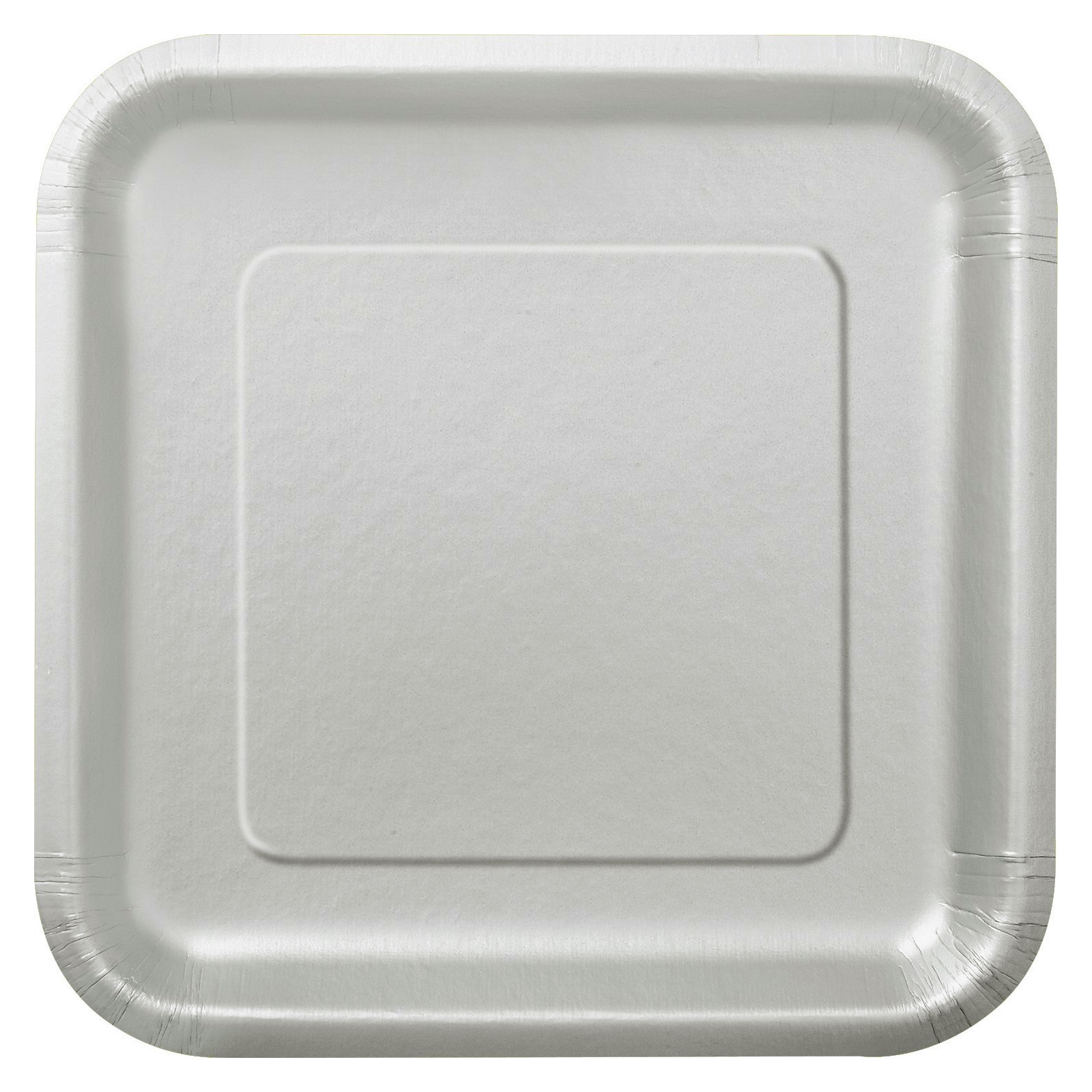 Silver 22.5cm Square Paper Plates (Pack of 8) 