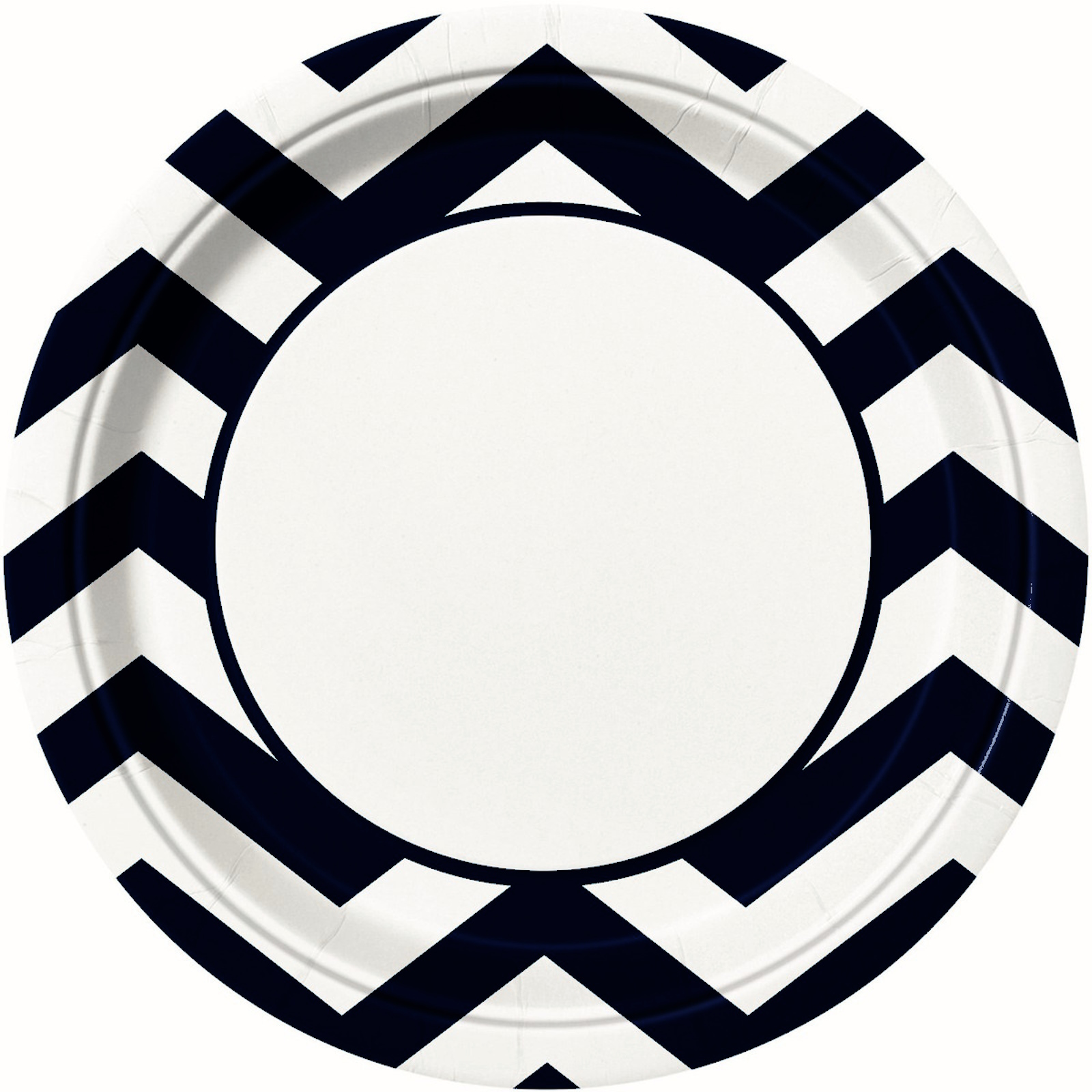 Midnight Black Chevron Large Paper Plates (Pack of 8)