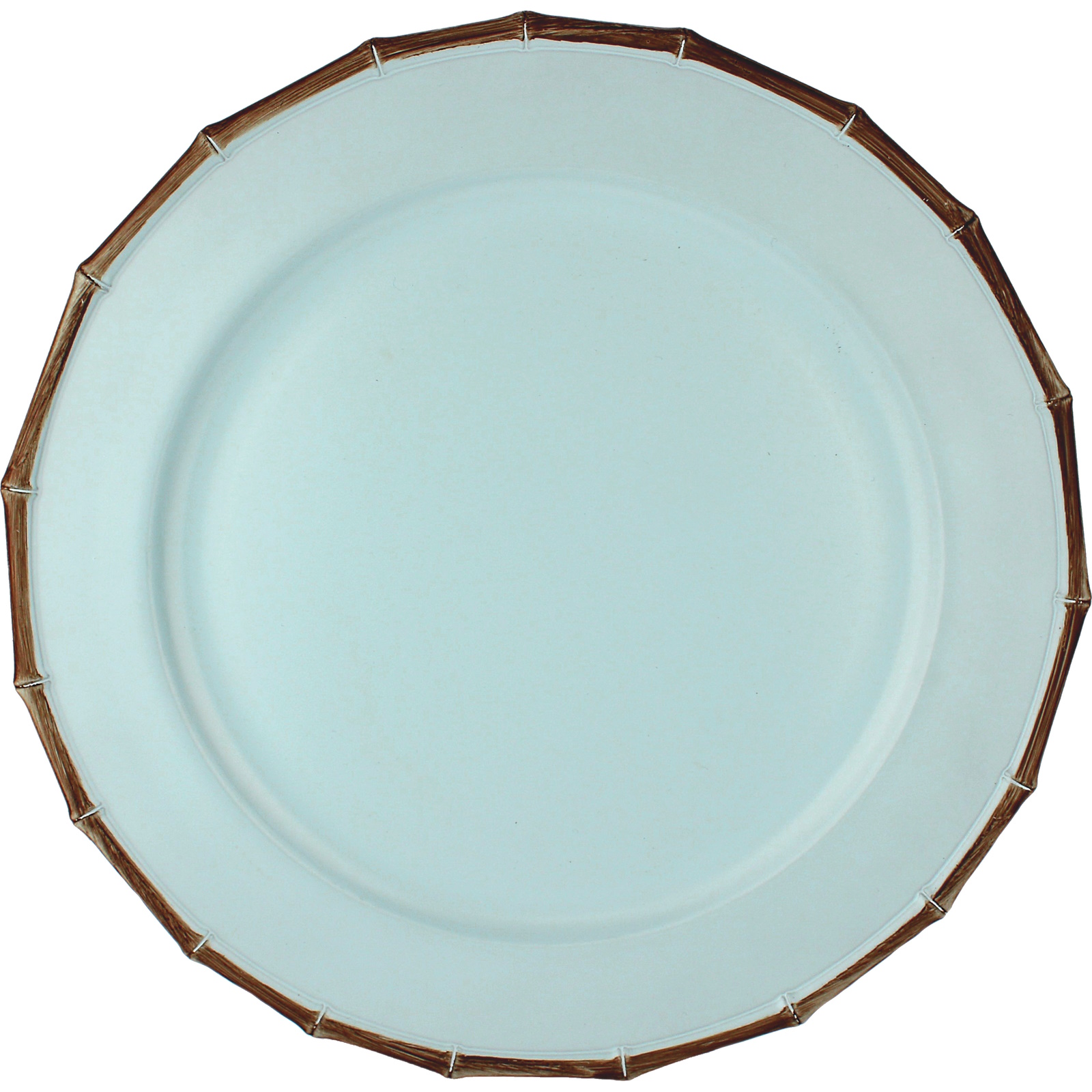 Blue Plastic Decorative Charger Platter with Bamboo Look Border