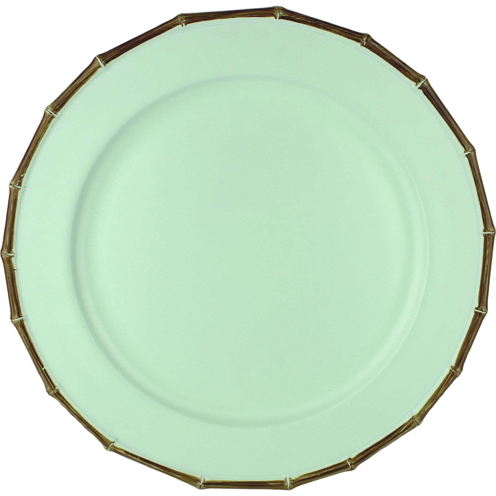 Mint Green Plastic Decorative Charger Platter with Bamboo Look Border