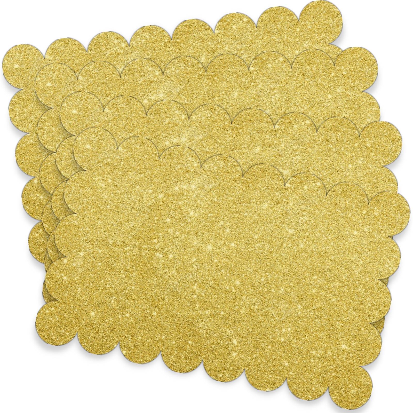 Gold Glitter Scalloped Plastic Placemats (Pack of 8) 
