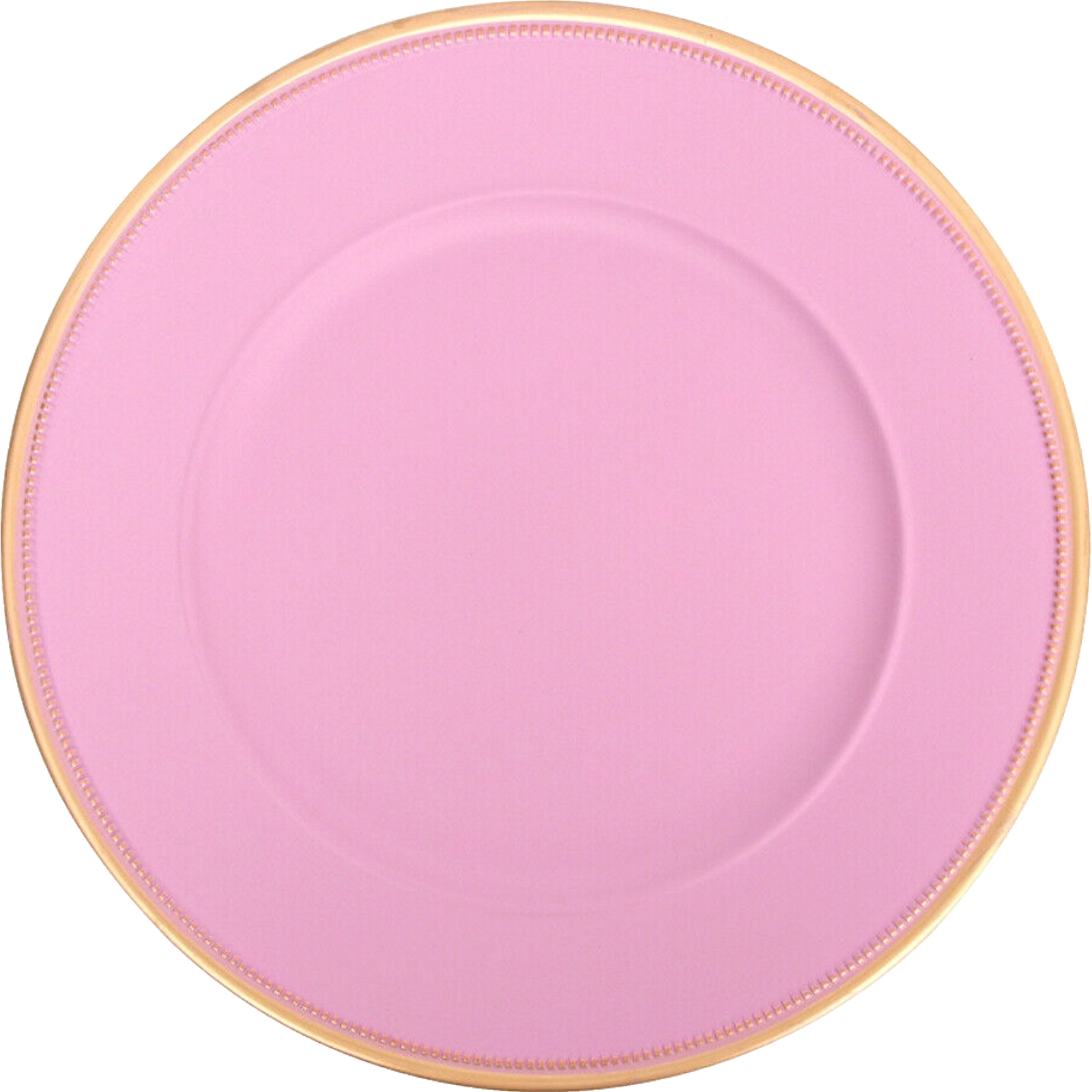 Pink With Gold Rim Round Plastic Serving Platter