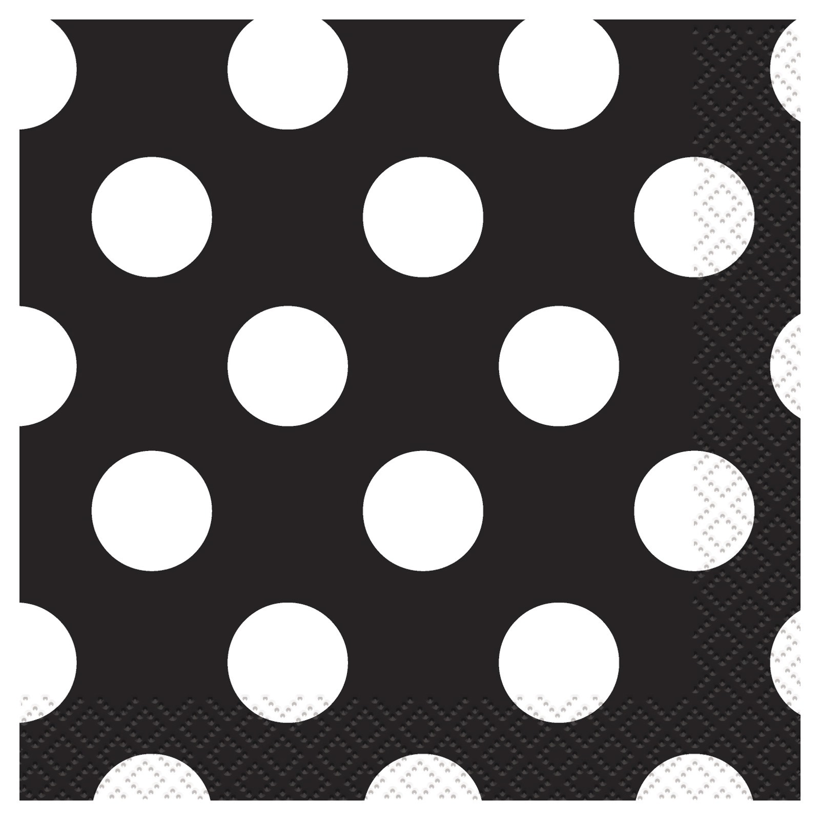 Black Polkadot Small Napkins (Pack of 16)