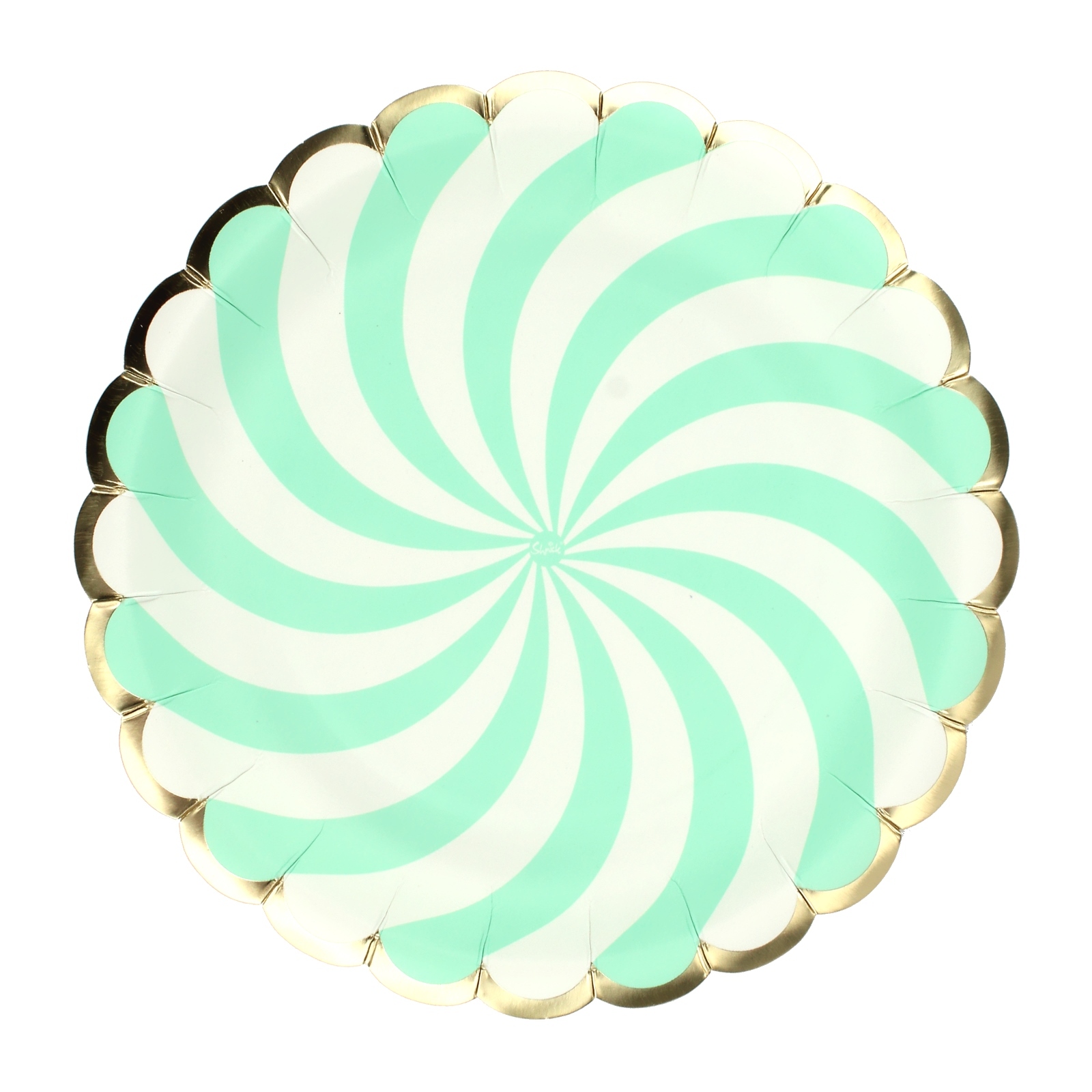  Pastel Mint and White Swirl Small Paper Plates (Pack of 12)