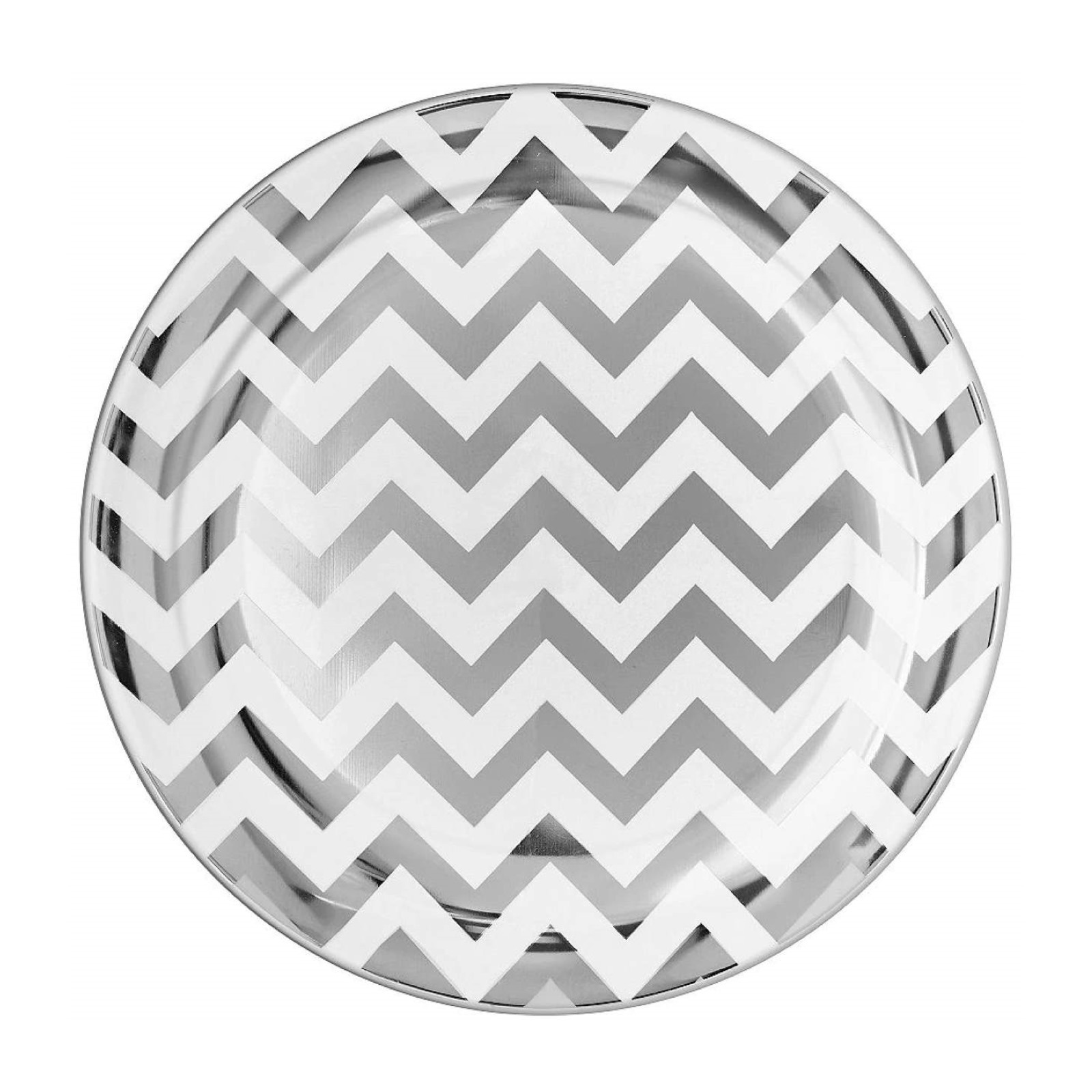 Silver Chevron Small Plastic Plates (Pack of 20)