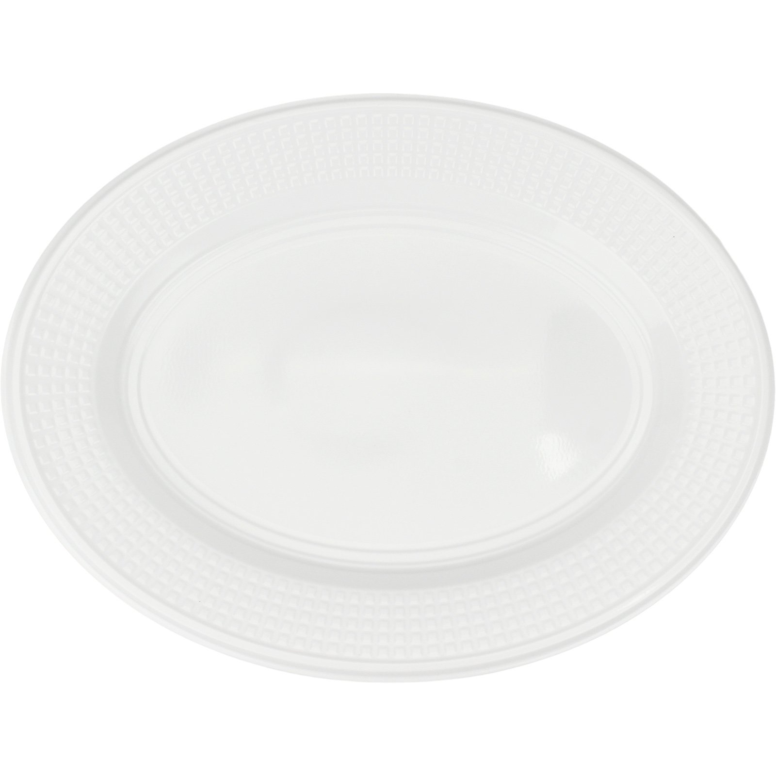 White Plastic Reusable Oval Plates 30cm (Pack of 30)