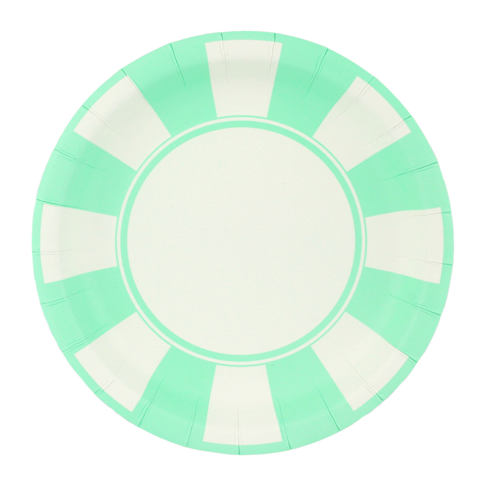 Mint Green and White Striped Small Paper Plates (Pack of 12)  