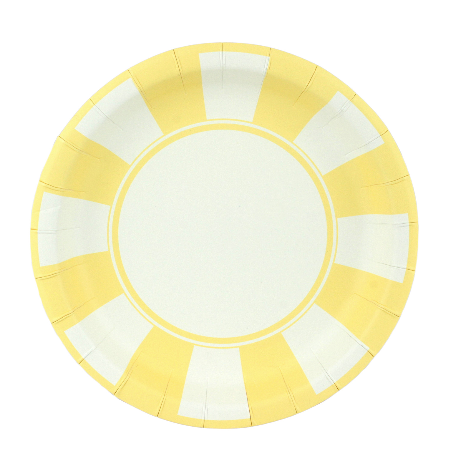 Light Yellow and White Striped Small Paper Plates (Pack of 12)