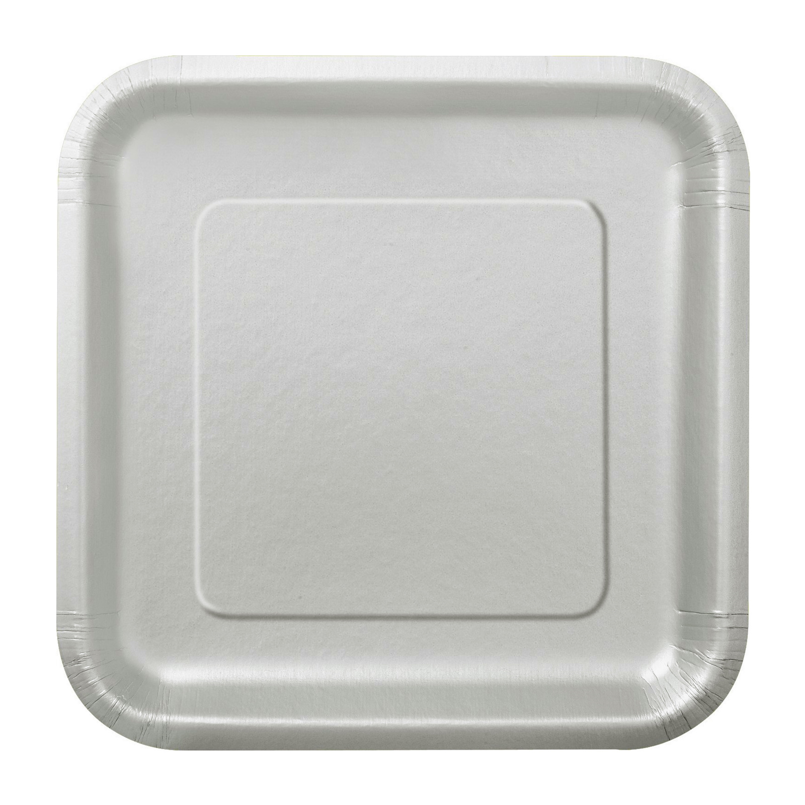 Silver 18cm Square Paper Plates (Pack of 8) 