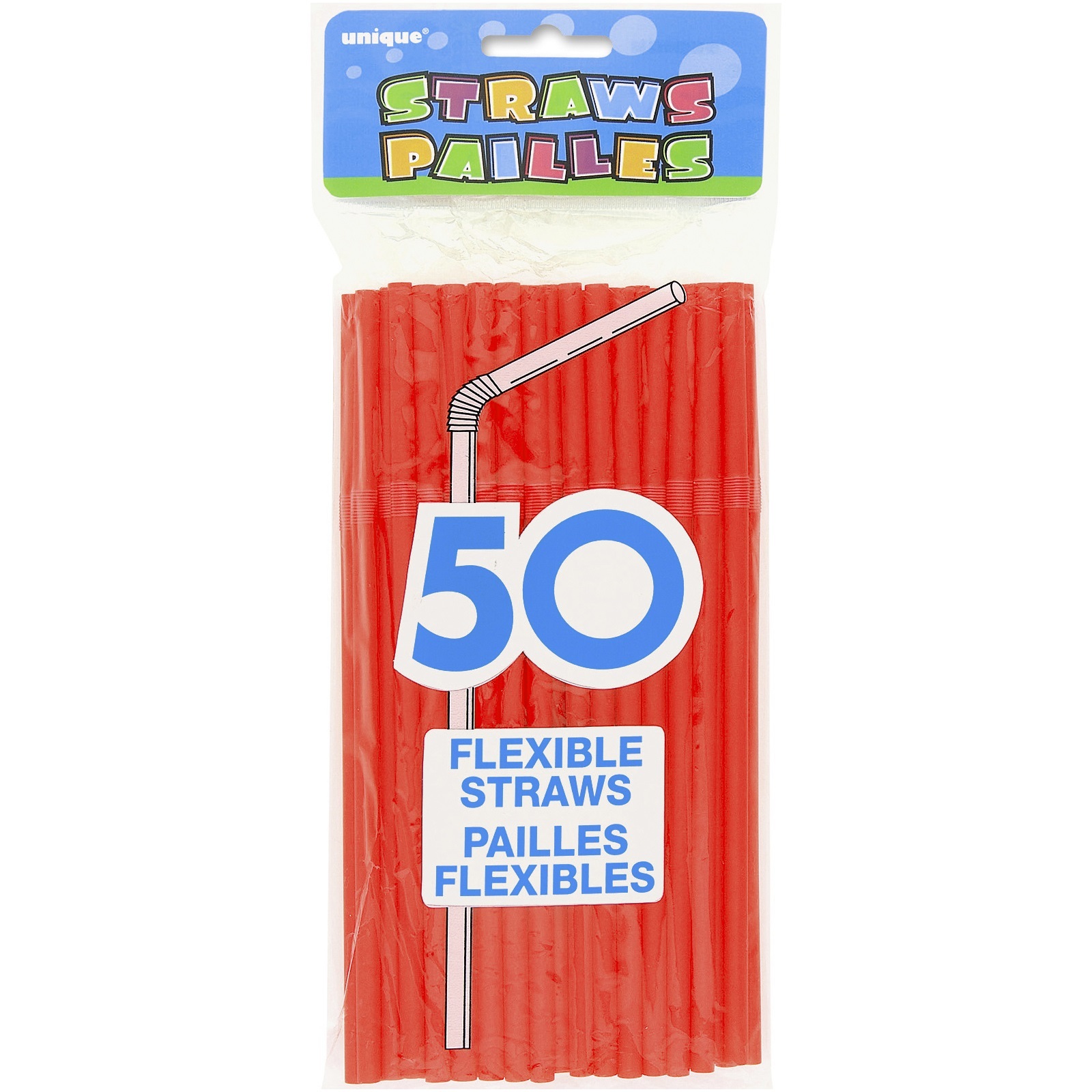 Red Plastic Drinking Straws (Pack of 50)