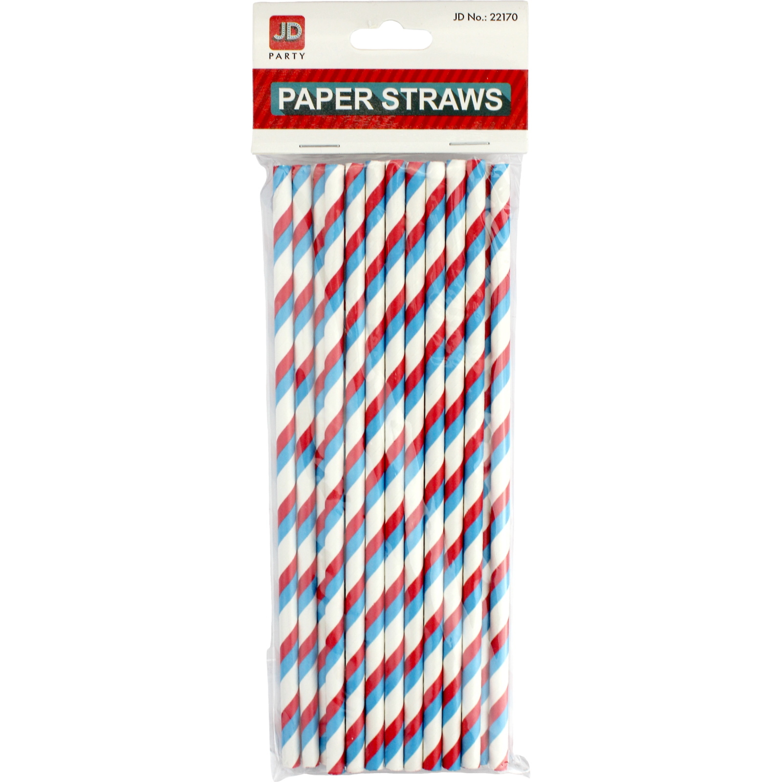 Red, White and Blue Striped Paper Straws (Pack of 20)