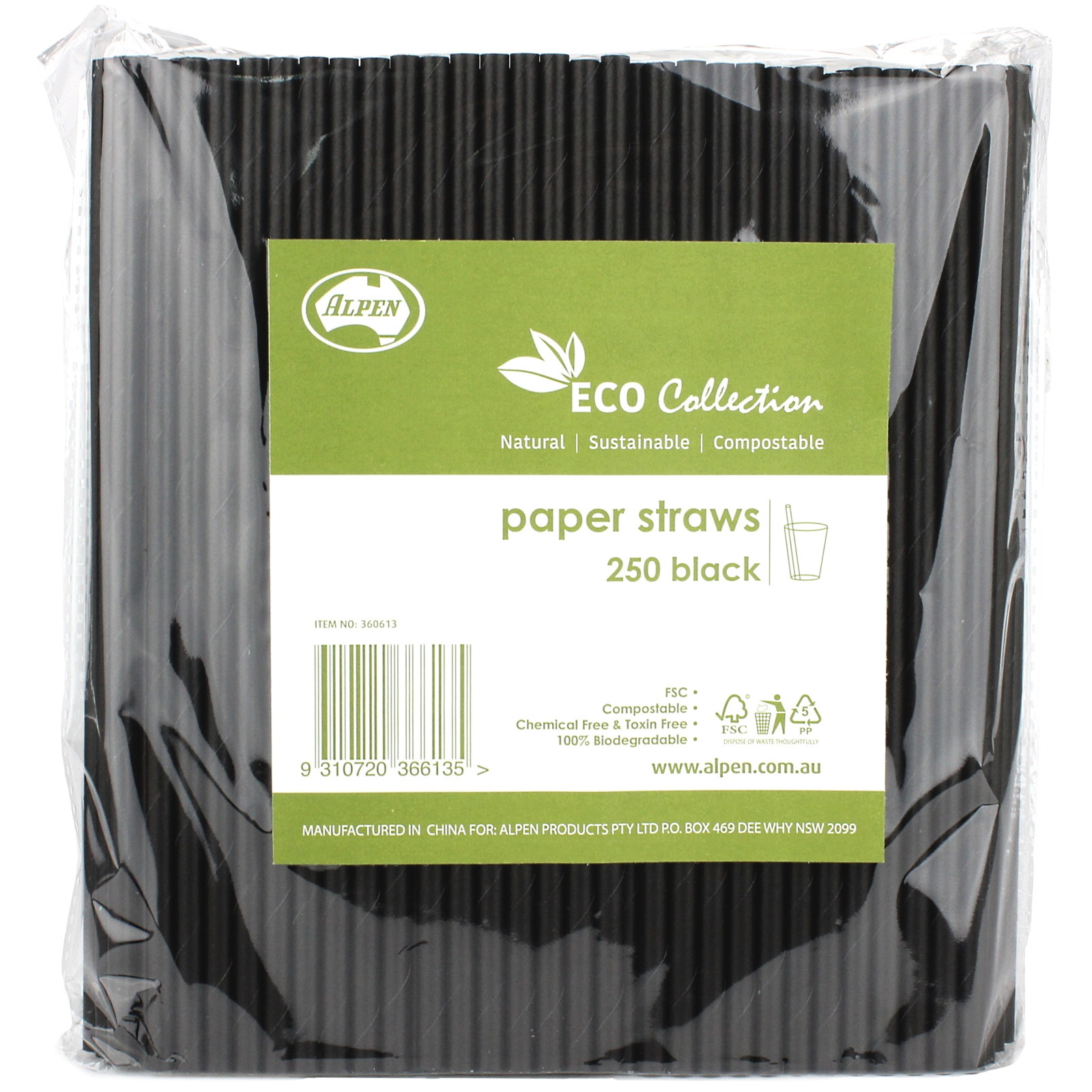 Black Paper Eco Straws (Bulk Pack of 250)