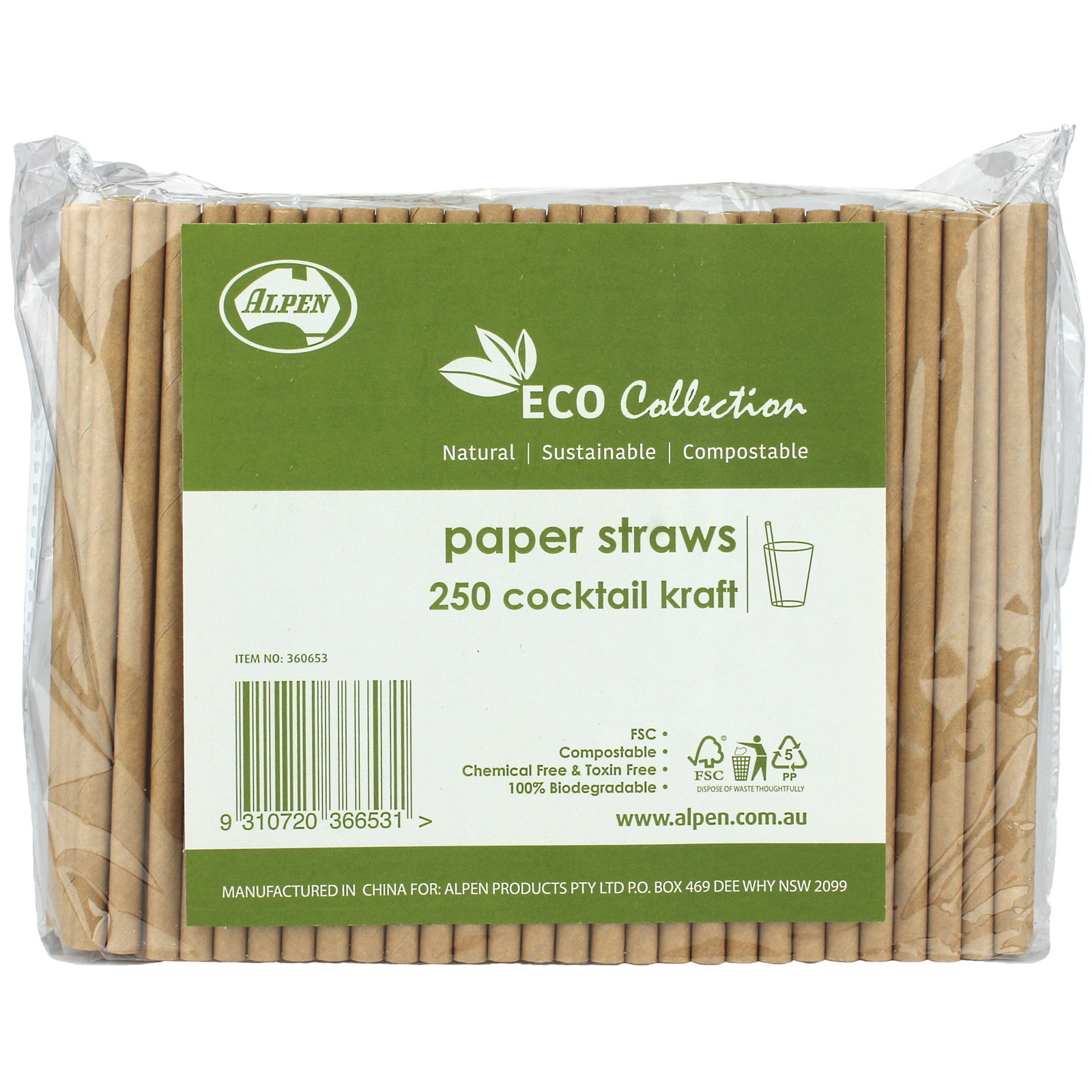 Brown Kraft Paper Eco Short Straws (Bulk Pack of 250)