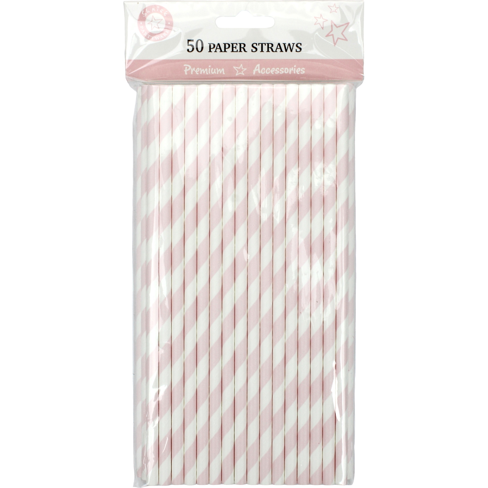 Light Pink and White Striped Paper Straws (Pack of 50)