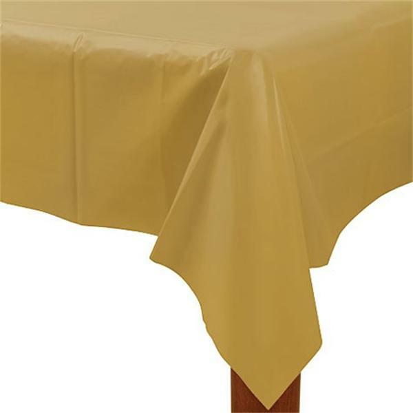 Gold Rectangular Plastic Tablecloth