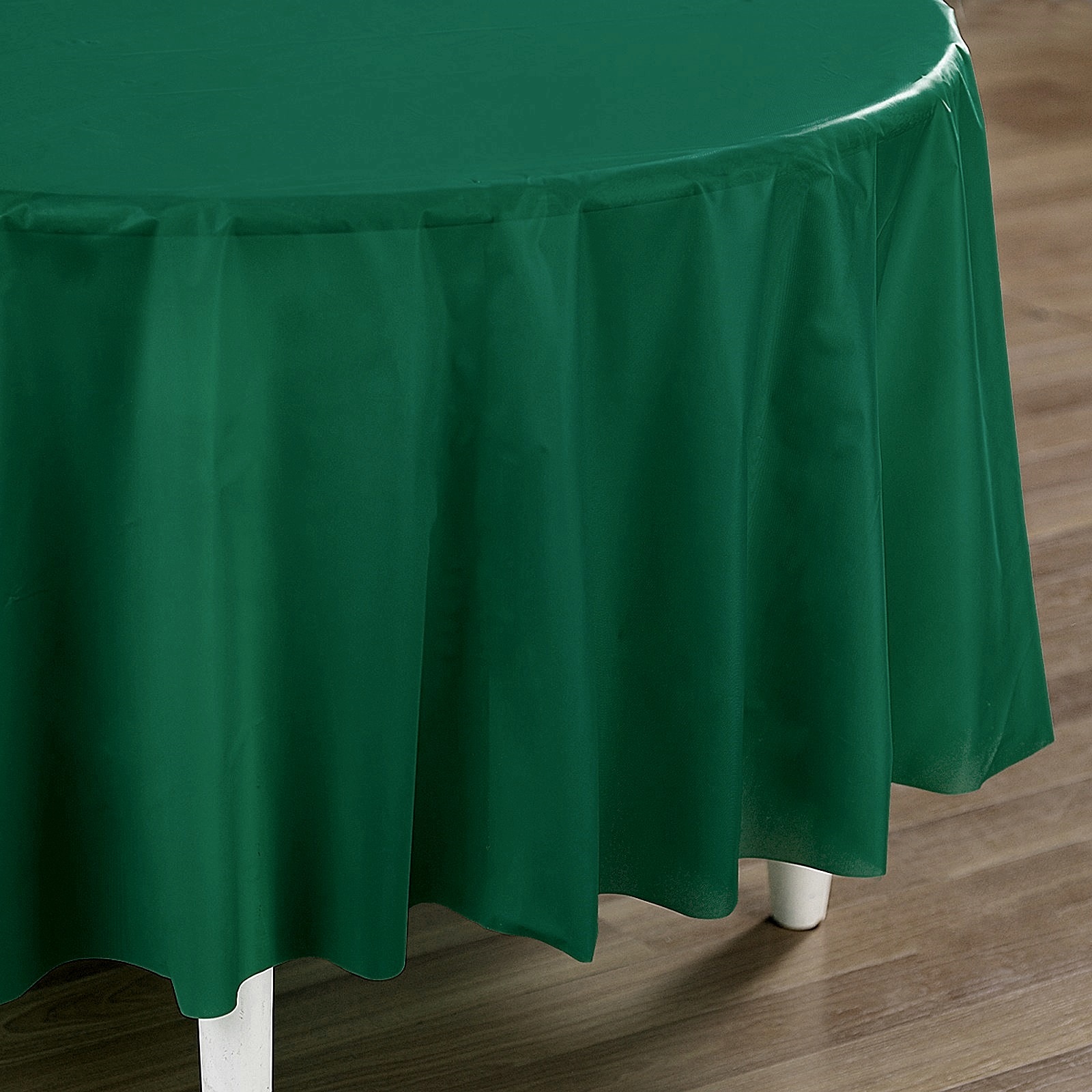 Forest Green Round Plastic Tablecloth
