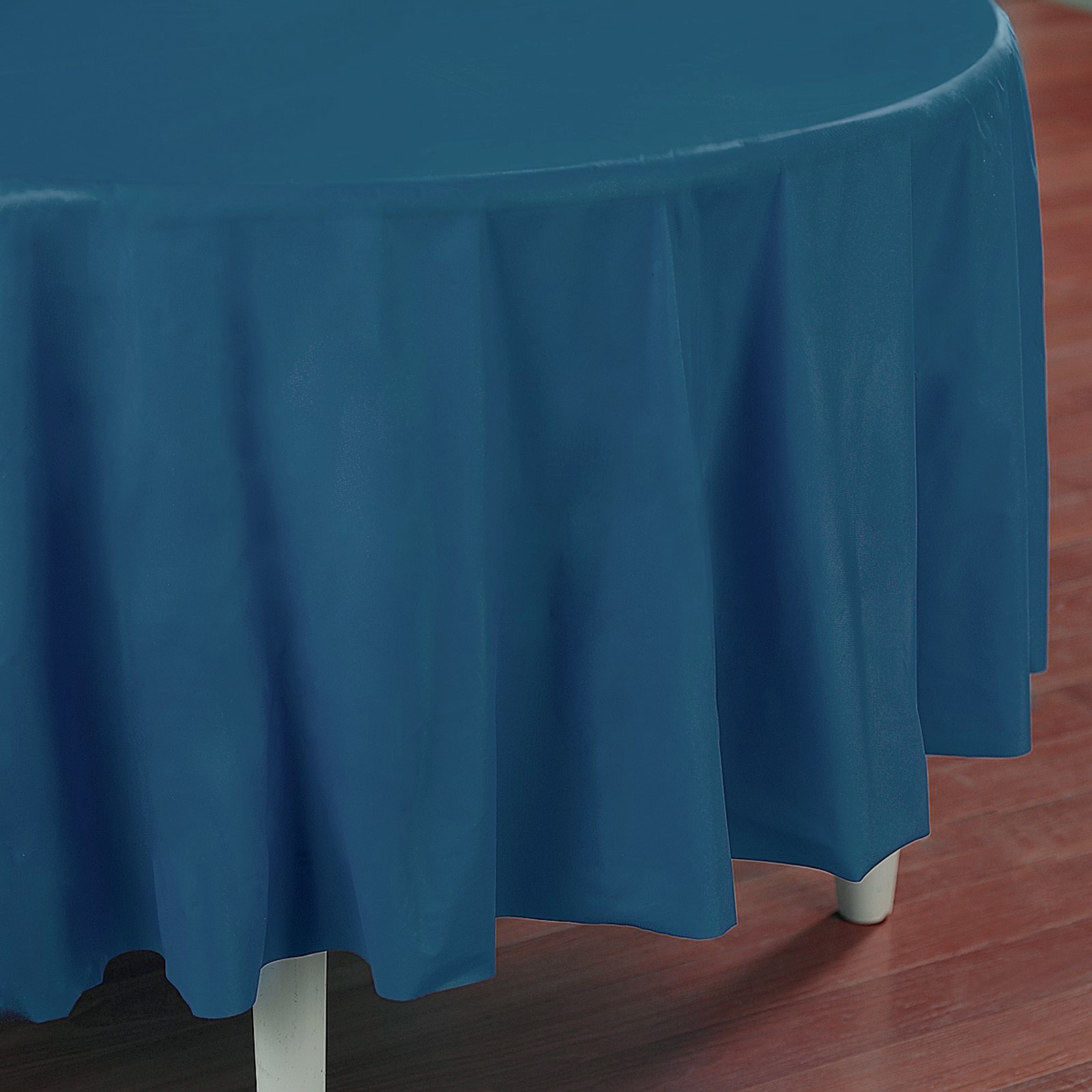 Marine Blue Round Plastic Tablecloth