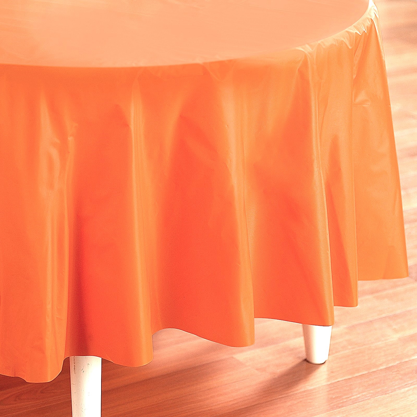 Orange Round Plastic Tablecloth