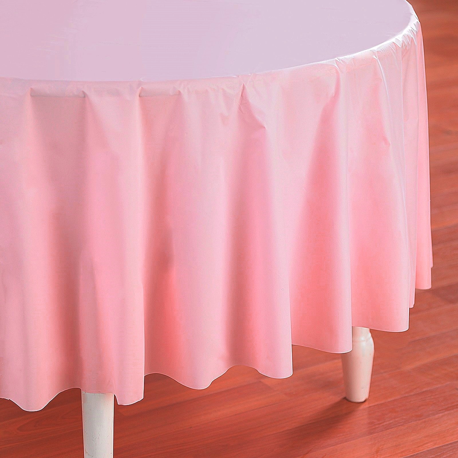 Pastel Pink Round Plastic Tablecloth