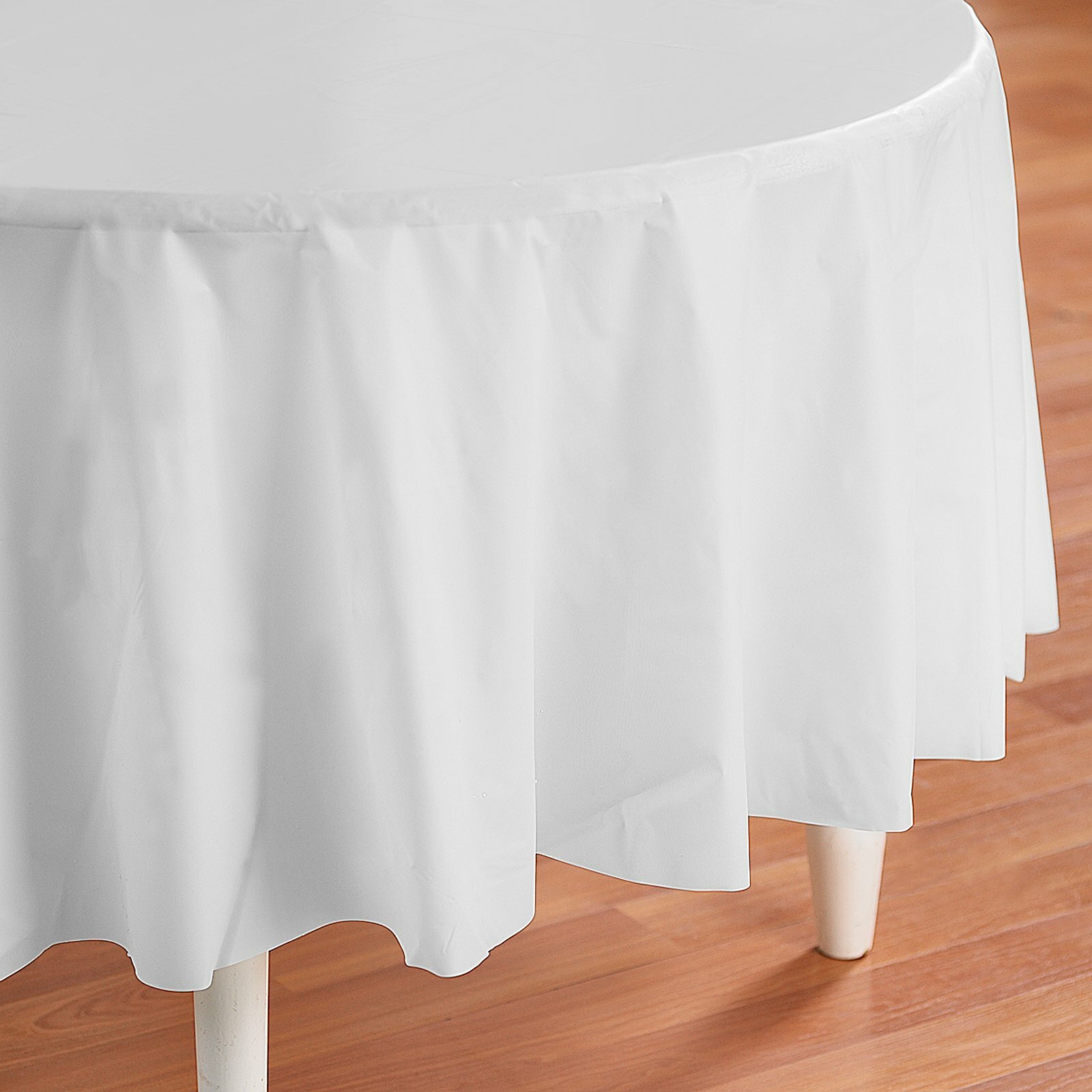 White Round Plastic Tablecloth
