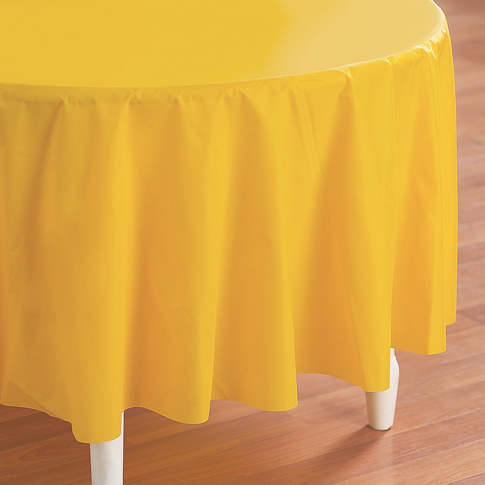 Yellow Round Plastic Tablecloth