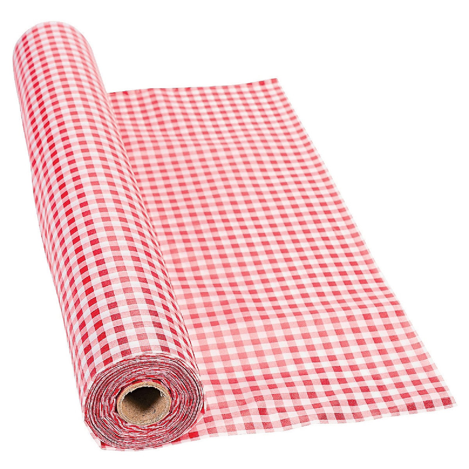 Red Gingham Plastic Table Roll Tablecloth 30m
